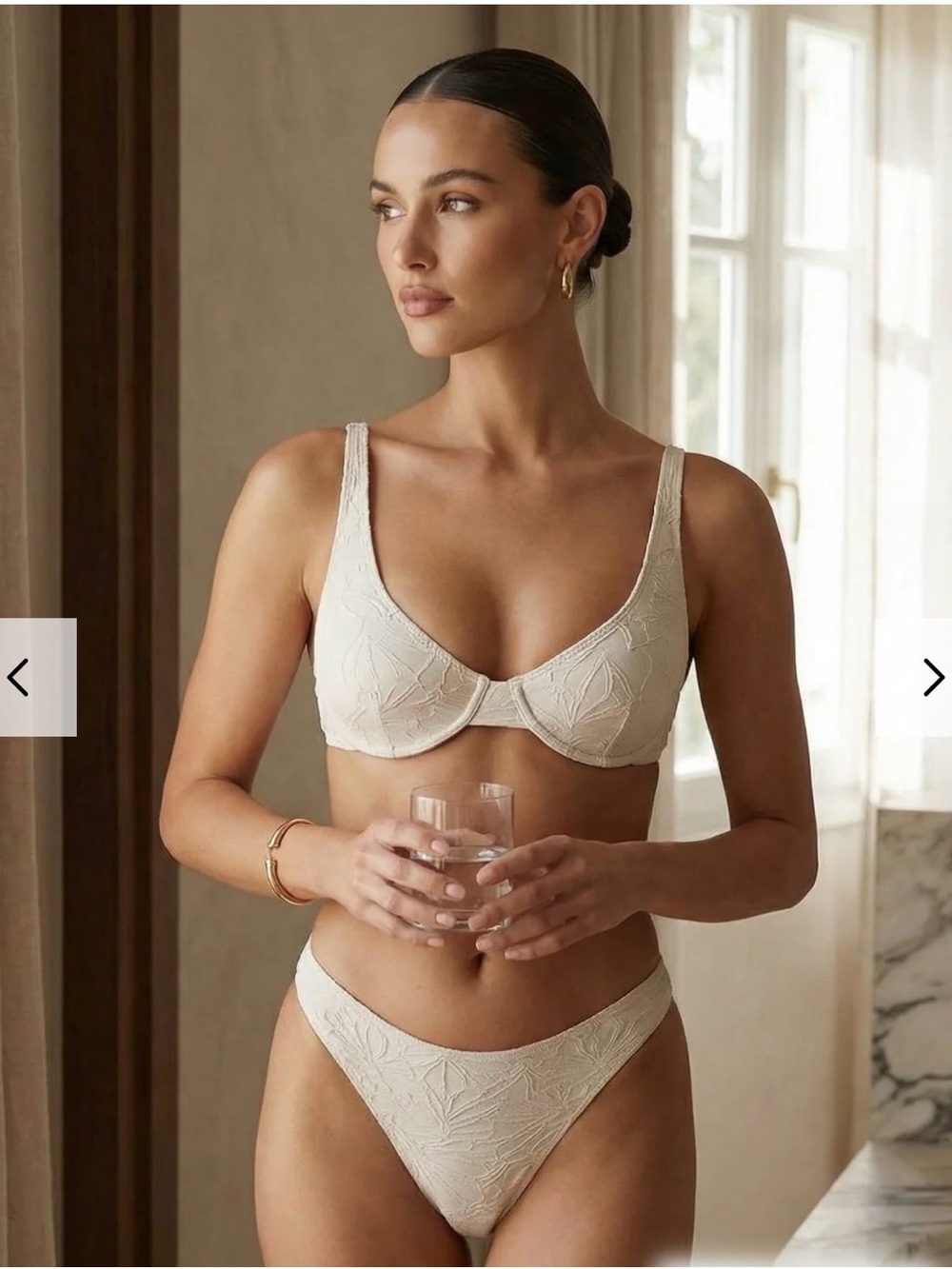 RIHOAS Cream Lace Underwire Scoop Bra & Bikini Set